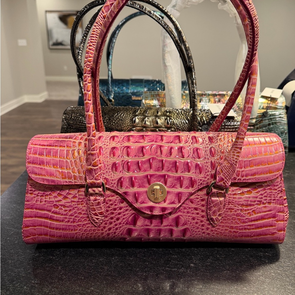Brahmin Dayan Rouge Blush Melbourne Embossed Women’s Bag w/wallet Authentic NWT